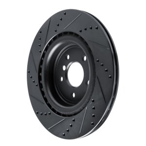 Jaguar XF Brake Rotor (1) - Rear Right - R1 Concepts - Drilled & Slotted - Black - `16-`24